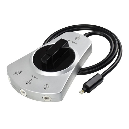 3 In 1 Out Switch Manually Switching Digital Audio Fiber Optic Switch With Cable, Rich Gold