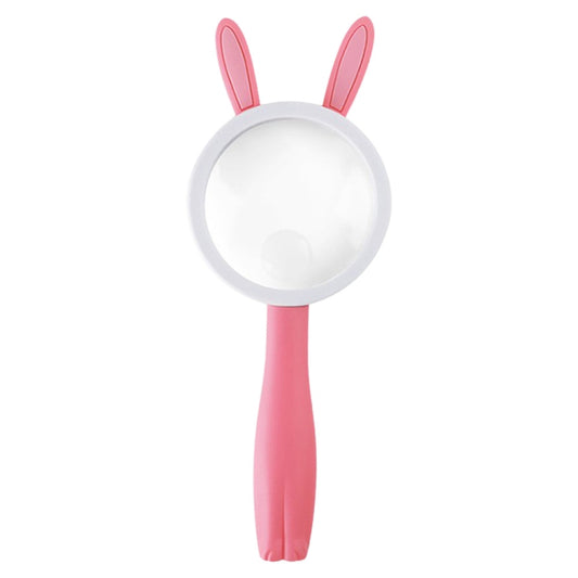 2275 5X/10X Cartoon Animal Handheld Children Science Experiment Magnifying Glass, Pink Rabbit, Coffee Calf, Yellow Deer, Green Frog, Blue Cat