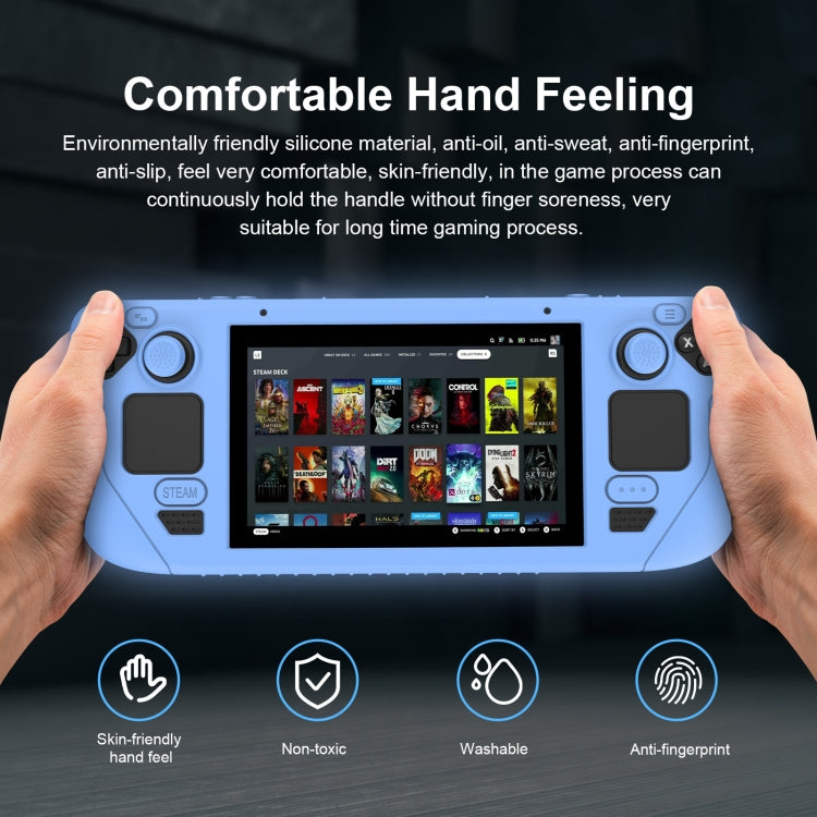For Steam Deck Game Controller Soft Silicone Protective Cover Case With 4pcs Key Cap, SD001 (Luminous Blue), SD001 (Luminous Green), SD001 (Black), SD001 (Red)