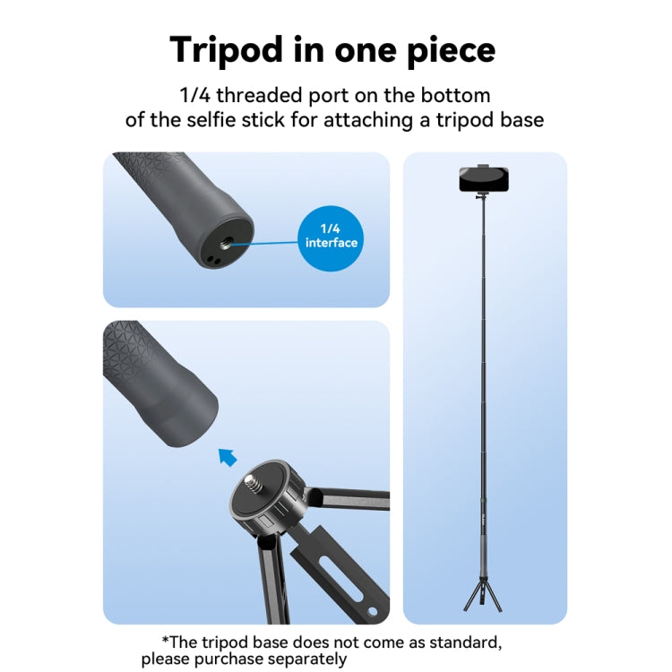 TELESIN 3M Carbon Fiber Selfie Stick Monopod  With 1/4 Screw For DJI, Insta360, GoPro and Other Action Cameras, 3m