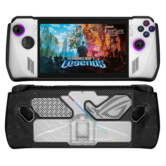 For ASUS Rog Ally Game Console PC+TPU Protective Case Cover With Bracket, PC+TPU  Black+Transparent