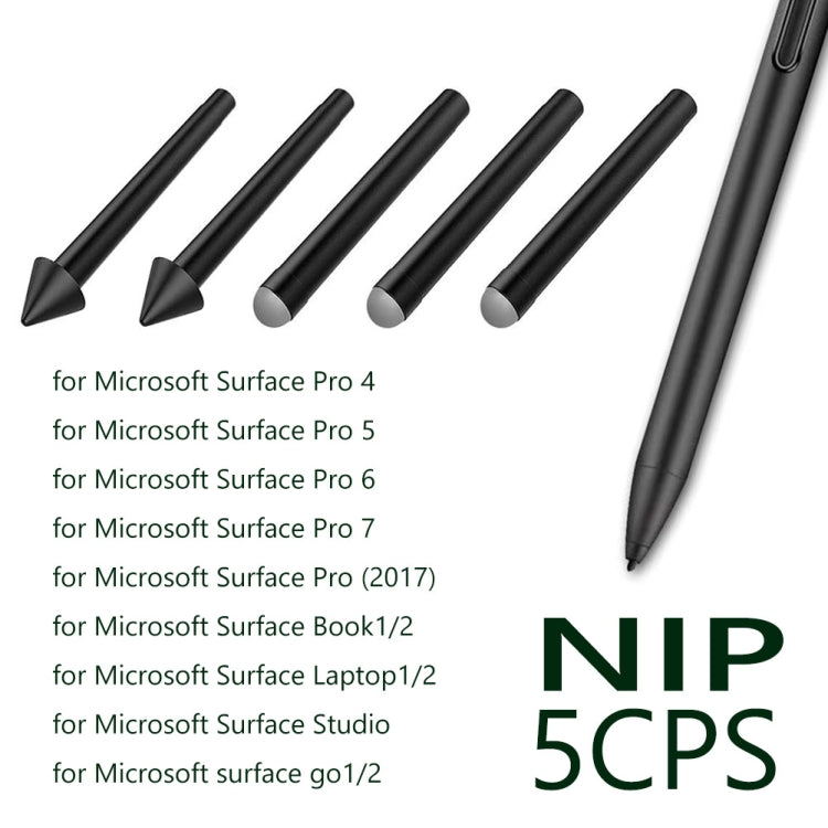 For Microsoft  Surface Pro 4/5/6/7/Book /Pro X 2pcs 2H+3pcs HB  Pen Nib Refill, 2pcs 2H+3pcs HB