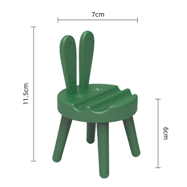 Cartoon Chair Shape Desktop Mobile Phone Holder Cute Mini Universal Phone Rack, Rabbit(Green)