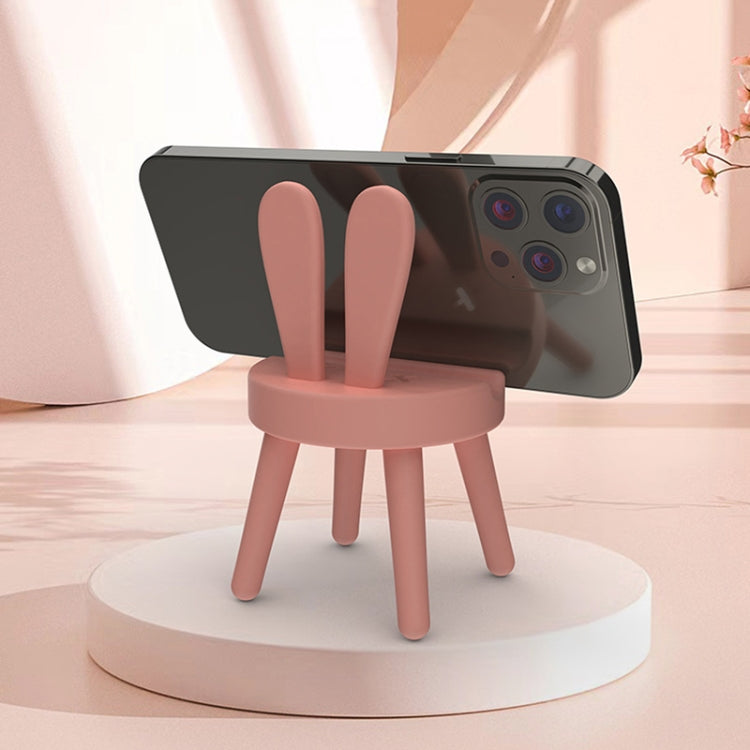 Cartoon Chair Shape Desktop Mobile Phone Holder Cute Mini Universal Phone Rack, Rabbit(Green)