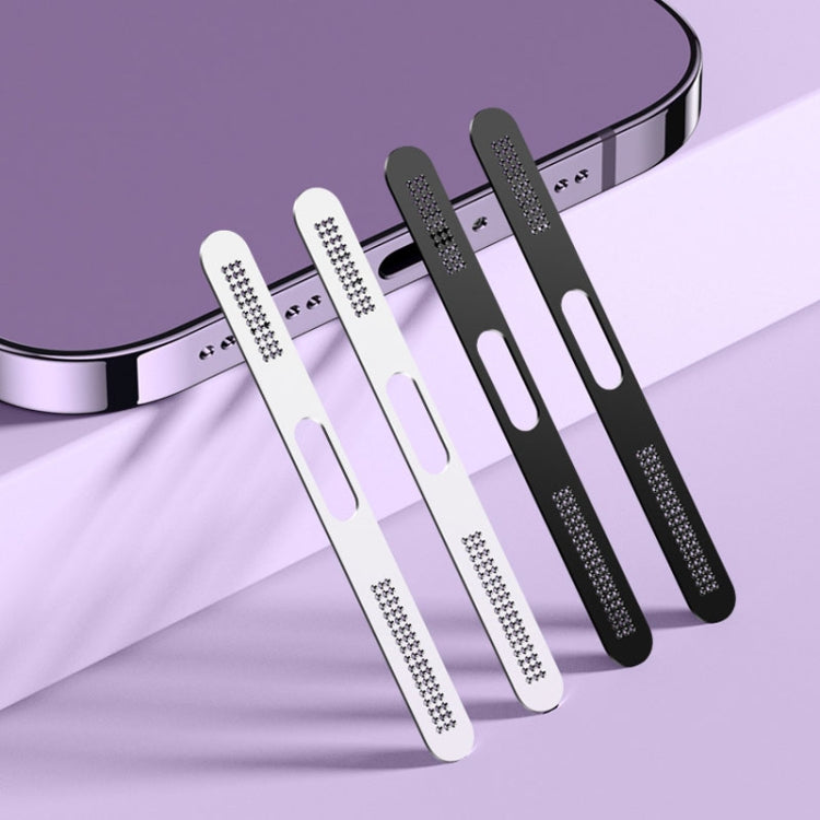 2pcs /Set For IPhone 12 / 13 / 14 / 15 Series Speaker Plating Metal Dust-Proof Mesh Charging Port Protective Film Dust Sticker