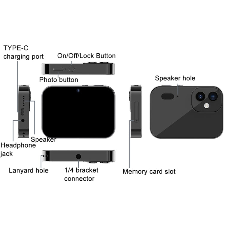D6 CCD HD Digital Camera Movie Music Smart Camera Touch Screen Student Card Video Recorder, Excluding Memory, D6 Black, D6 White