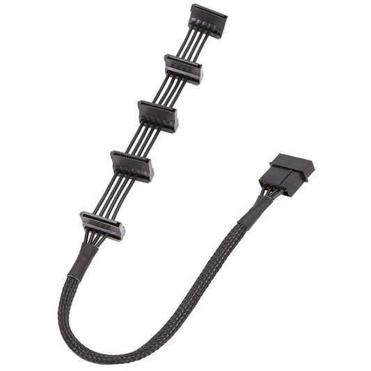 18AWG Large 4Pin Sleeve Grid 1 To 5 SATA Hard Drive Cage Cable, 40cm 4Pin 1 To 5