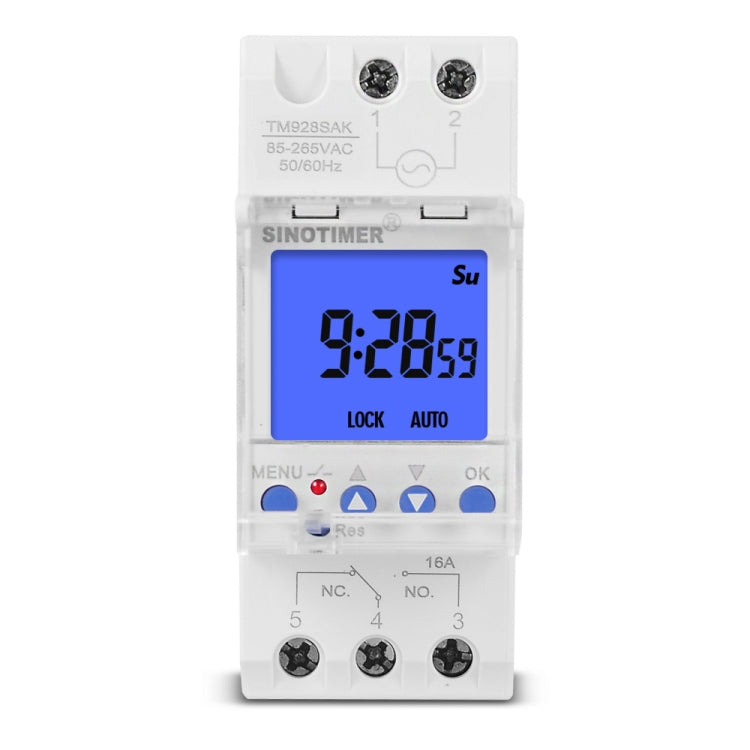 SINOTIMER TM928SAKL 85-265V 16A  1 Second to 168 Hours Programmable Electronic Time Switch, 16A