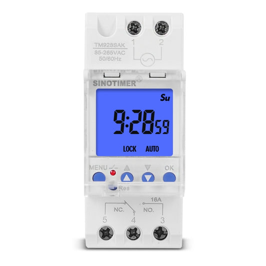 SINOTIMER TM928SAKL 85-265V 16A  1 Second to 168 Hours Programmable Electronic Time Switch, 16A