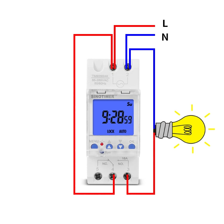 SINOTIMER TM928SAKL 85-265V 16A  1 Second to 168 Hours Programmable Electronic Time Switch, 16A