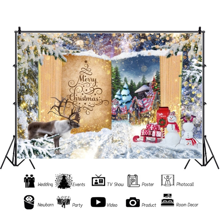 120x80cm Christmas Wreath Snow Scene Photography Background Curtain, 11421618, 11422035, 11422037