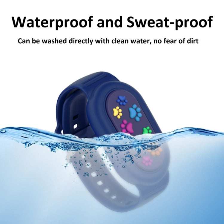 For Samsung Galaxy SmartTag 2 Bracelet Waterproof Silicone Wristband, Black Flag, Blue Paw Prints, Pink Bee, Black Dinosaur, Black Flower, Green Flower