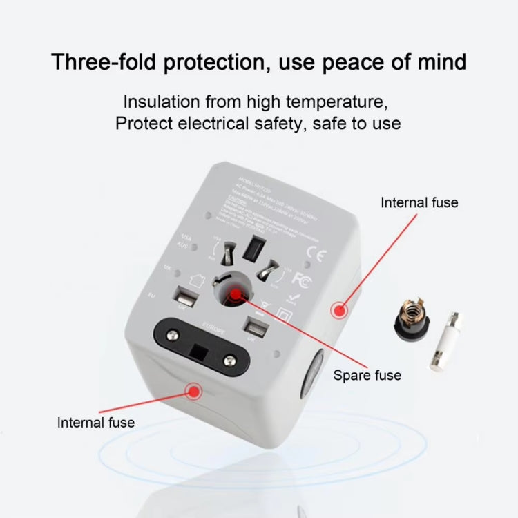 3 x USB & 1 x USB-C / Type-C Travel Plug Adapter International Universal Charging Block, HHT520 Black, HHT520  White