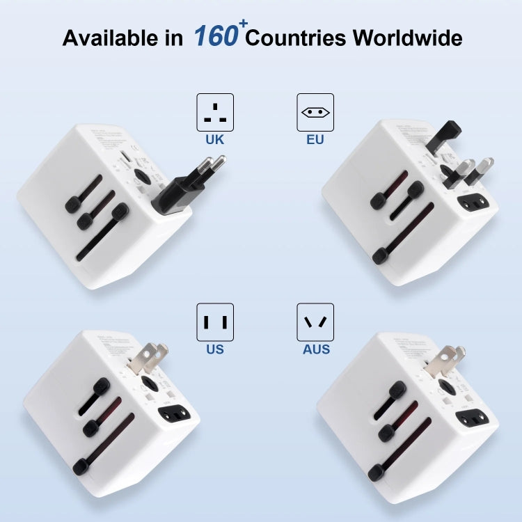 3 x USB & 1 x USB-C / Type-C Travel Plug Adapter International Universal Charging Block, HHT520 Black, HHT520  White