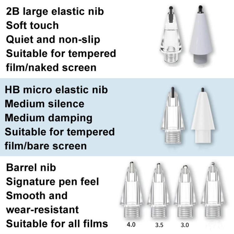 For Huawei M-Pencil 2 / 3 Mute Damping Anti-slip Replacement Nibs, 2B Gray, 2B White, 2H Transparent, 2H Gray, 2H White, 2B High Elasticity Transparent, 2B High Elasticity White, HB Micro Elastic Transparent, HB Micro Elastic White                     ...