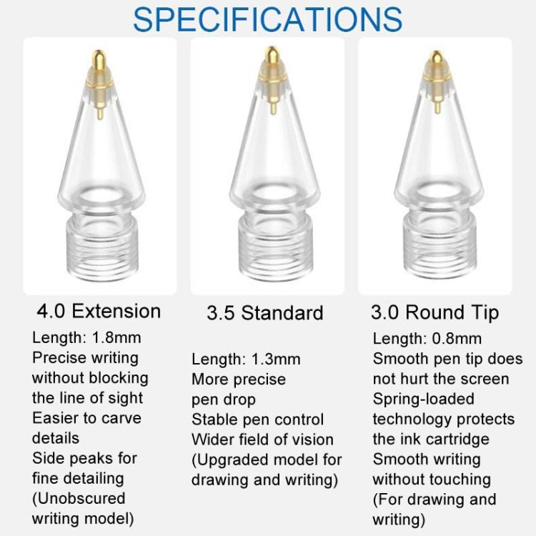 For Apple Pencil Series Replacement Nibs Modified Nibs, 3.5 Standard White Shell Silver Tip, 3.0 Round Head White Shell Silver Tip, 4.0 Extended White Shell Gold Tip, 4.0 Extended Transparent Shell Gold Tip, 3.5 Standard Transparent Shell Gold Tip     ...