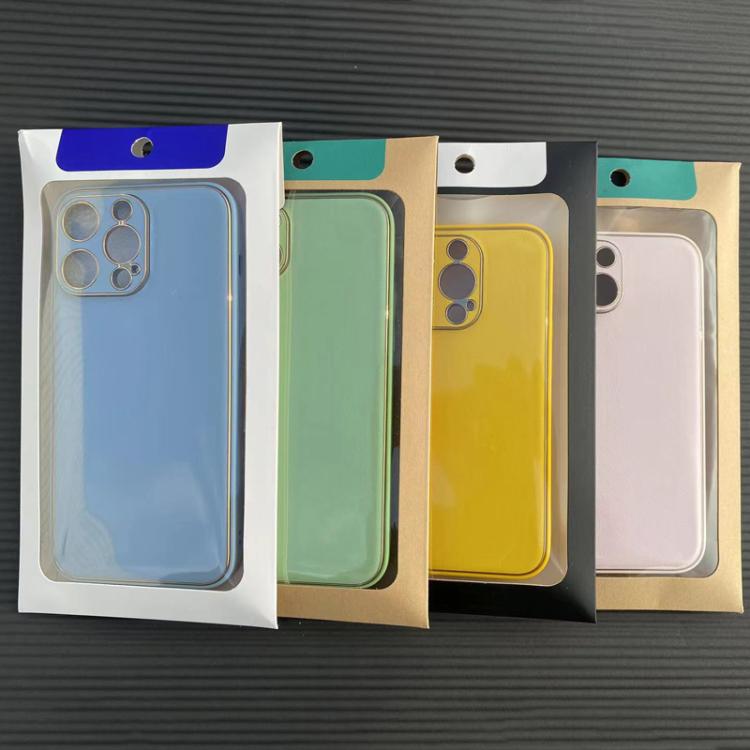 50pcs /Pack Phone Case Packaging Box Clear Window Cardboard Package Sealing Pouch, Black, White