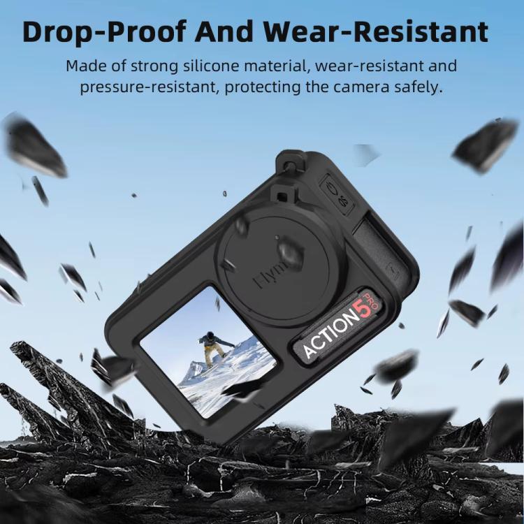 For DJI Osmo Action 3 / 4 / 5 Pro Flymile Silicone Cover Sport Camera Lens Drop Cases