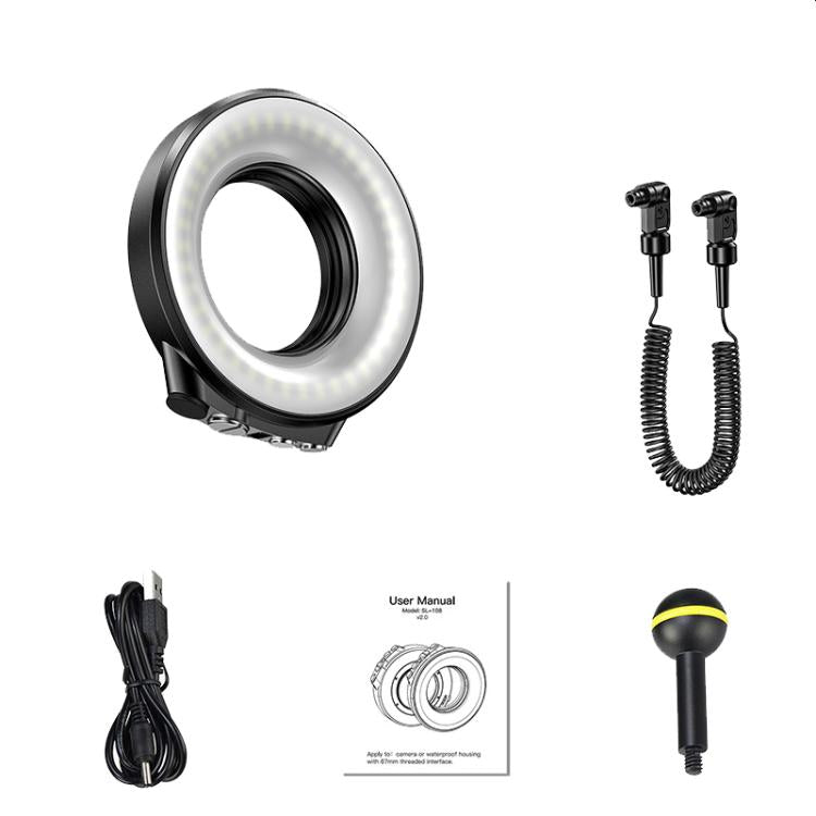 Sea Frogs SL-108 40m/130FT Underwater Photography Macro Ring Light, SL-108 Black