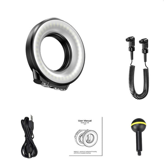 Sea Frogs SL-108 40m/130FT Underwater Photography Macro Ring Light, SL-108 Black