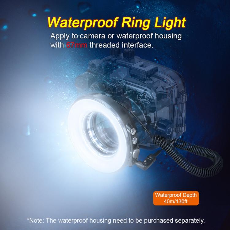 Sea Frogs SL-108 40m/130FT Underwater Photography Macro Ring Light, SL-108 Black