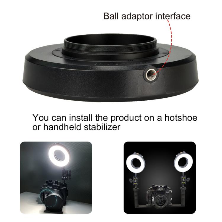 Sea Frogs SL-108 40m/130FT Underwater Photography Macro Ring Light, SL-108 Black