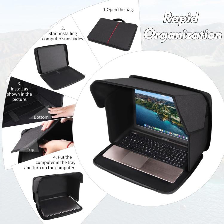 16-Inch Laptop Bag Sun Shade Foldable Anti-Glare Privacy Screen Cover for Outdoor Use, 16 inch