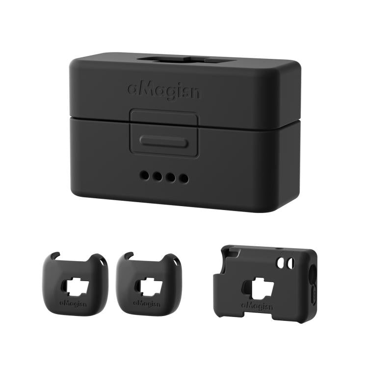 For DJI Mic Mini aMagisn MP01 Silicone Protective Case, 3 In 1 Black, 3 In 1 Gray, 3 In 1 Purple, 3 In 1 Blue, 4 In 1 Black, 4 In 1 Gray, 4 In 1 Blue