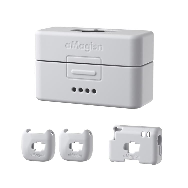 For DJI Mic Mini aMagisn MP01 Silicone Protective Case, 3 In 1 Black, 3 In 1 Gray, 3 In 1 Purple, 3 In 1 Blue, 4 In 1 Black, 4 In 1 Gray, 4 In 1 Blue