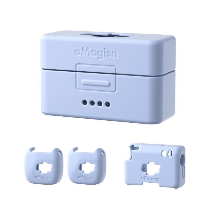 For DJI Mic Mini aMagisn MP01 Silicone Protective Case, 3 In 1 Black, 3 In 1 Gray, 3 In 1 Purple, 3 In 1 Blue, 4 In 1 Black, 4 In 1 Gray, 4 In 1 Blue