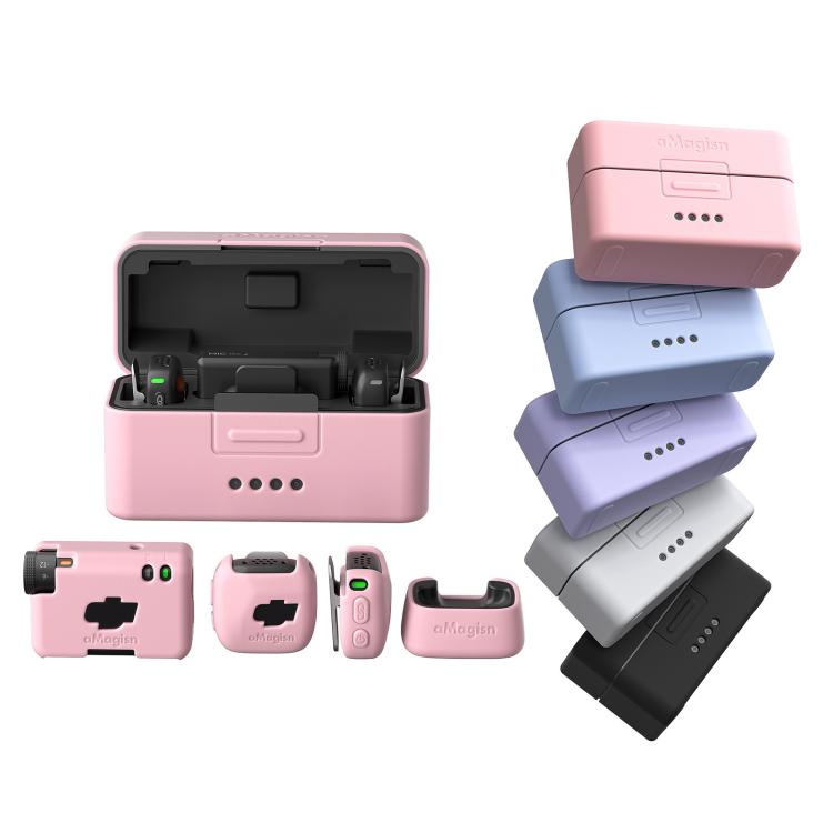 For DJI Mic Mini aMagisn MP01 Silicone Protective Case, 3 In 1 Black, 3 In 1 Gray, 3 In 1 Purple, 3 In 1 Blue, 4 In 1 Black, 4 In 1 Gray, 4 In 1 Blue