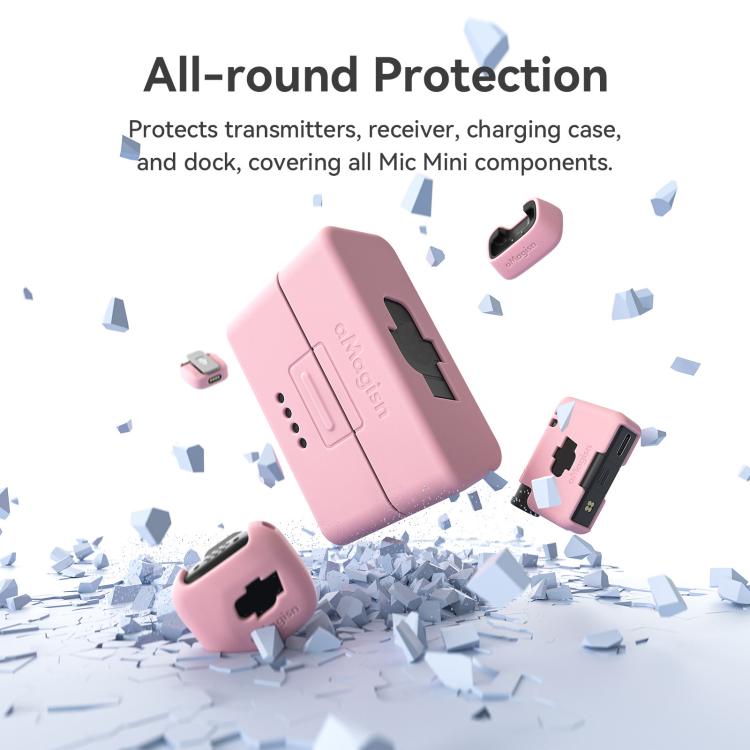 For DJI Mic Mini aMagisn MP01 Silicone Protective Case, 3 In 1 Black, 3 In 1 Gray, 3 In 1 Purple, 3 In 1 Blue, 4 In 1 Black, 4 In 1 Gray, 4 In 1 Blue