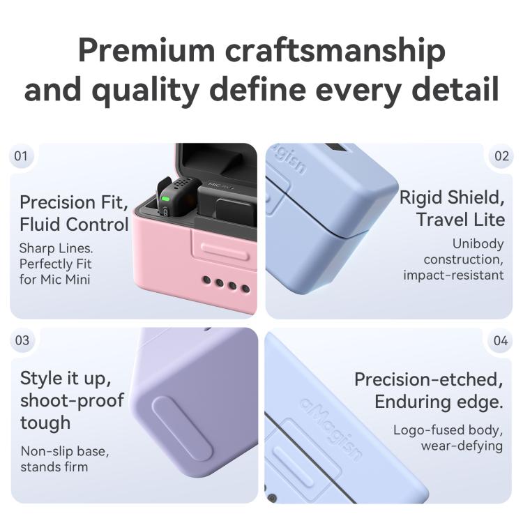 For DJI Mic Mini aMagisn MP01 Silicone Protective Case, 3 In 1 Black, 3 In 1 Gray, 3 In 1 Purple, 3 In 1 Blue, 4 In 1 Black, 4 In 1 Gray, 4 In 1 Blue