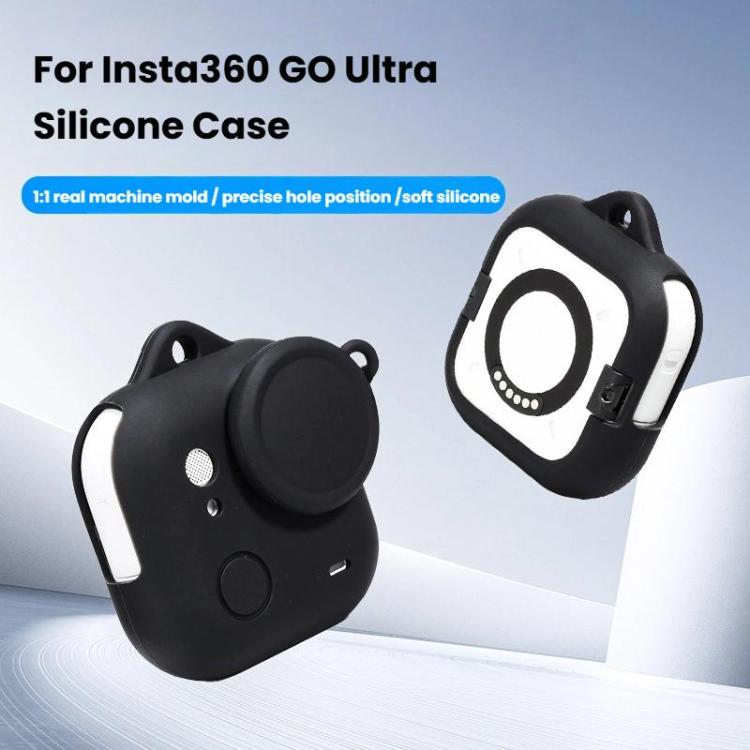 For Insta360 GO Ultra Silicone Case & Lens Cap Set with Lanyard  Anti-Scratch Camera Body Protector, Silicone Case & Lens Cap Set