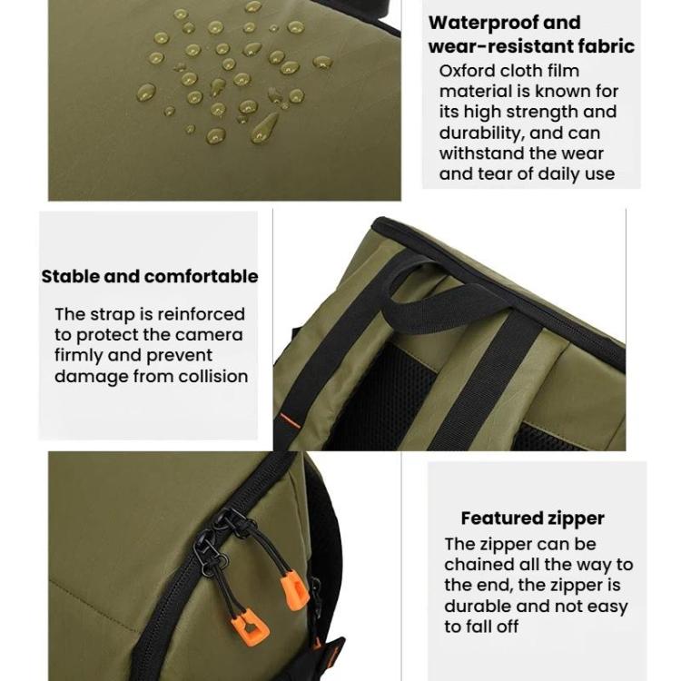 Outdoor Large Capacity Waterproof Camera Bag Detachable Portable DSLR Backpack, Olive Green