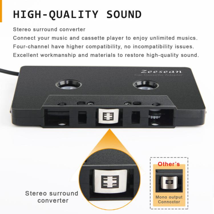 Zeesean 3.5mm Stereo Plug Car Cassette Converter, BT004