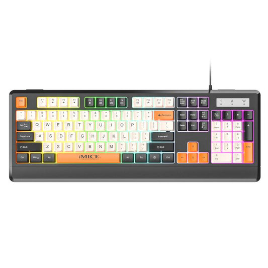 iMICE AK-100 Wired USB Rainbow Backlit Color Block Keycap Keyboard