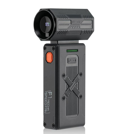 F1 Handheld High Speed Digital Display Turbo Fan Mini Portable Outdoor Camping Gathering Fan, Black