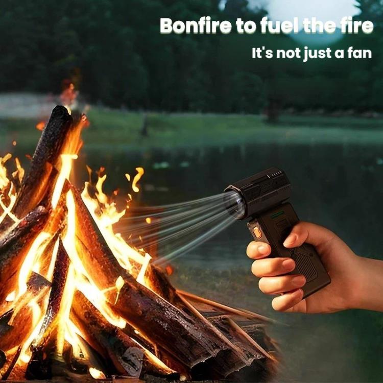F1 Handheld High Speed Digital Display Turbo Fan Mini Portable Outdoor Camping Gathering Fan, Black