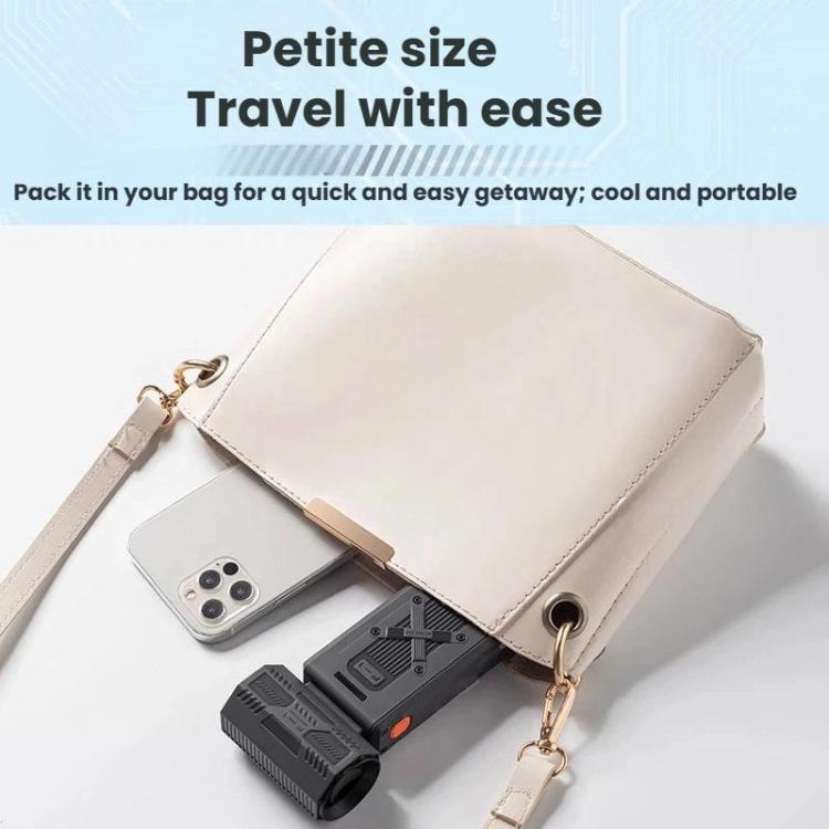 F1 Handheld High Speed Digital Display Turbo Fan Mini Portable Outdoor Camping Gathering Fan, Black