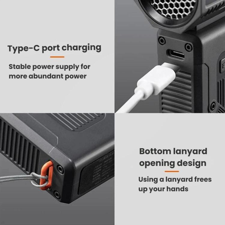 F1 Handheld High Speed Digital Display Turbo Fan Mini Portable Outdoor Camping Gathering Fan, Black