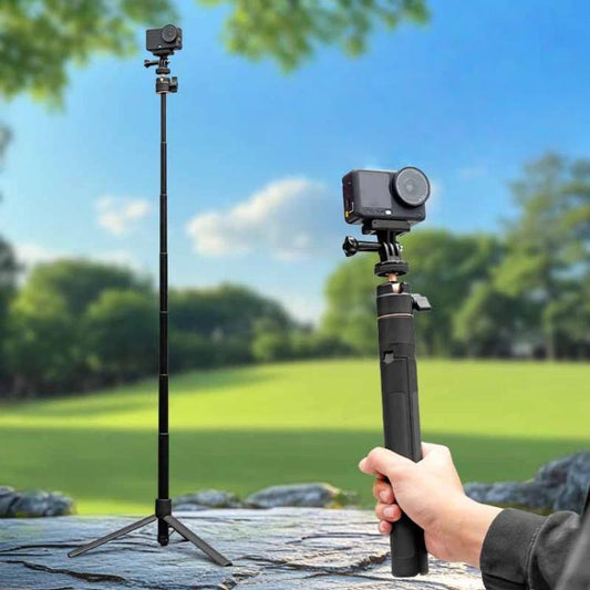 1.2m Extendable Selfie Stick Tripod For Action Cameras With Ball Head 360-Degree Rotatable