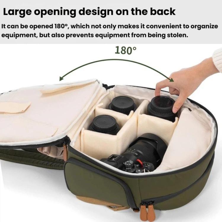 Cwatcun D249 Casual Shoulder Camera Bag Decompressorized Quick Access DSLR Storage Bag, Medium Army Green