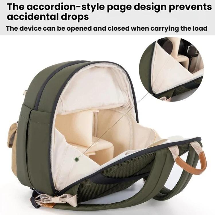 Cwatcun D249 Casual Shoulder Camera Bag Decompressorized Quick Access DSLR Storage Bag, Medium Army Green
