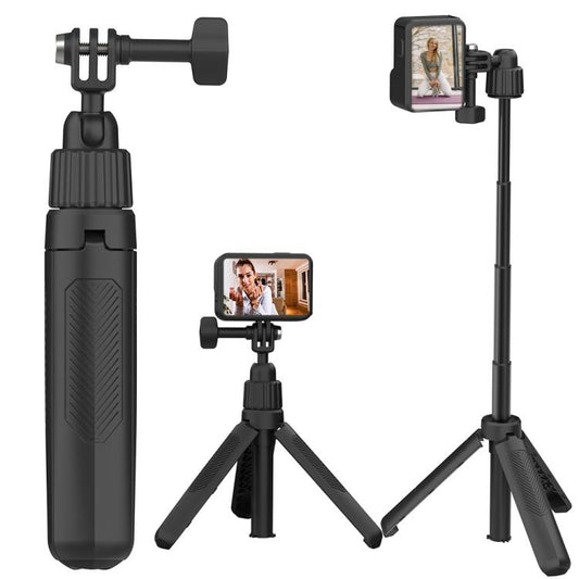 Adjustable 19-43cm Mini Handheld Selfie Stick Tripod with 360-degree Rotating Ball Head for Universal Action Cameras, 2-claw version