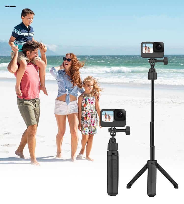 Adjustable 19-43cm Mini Handheld Selfie Stick Tripod with 360-degree Rotating Ball Head for Universal Action Cameras, 2-claw version