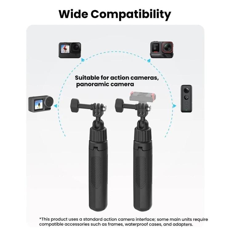 Adjustable 19-43cm Mini Handheld Selfie Stick Tripod with 360-degree Rotating Ball Head for Universal Action Cameras, 2-claw version