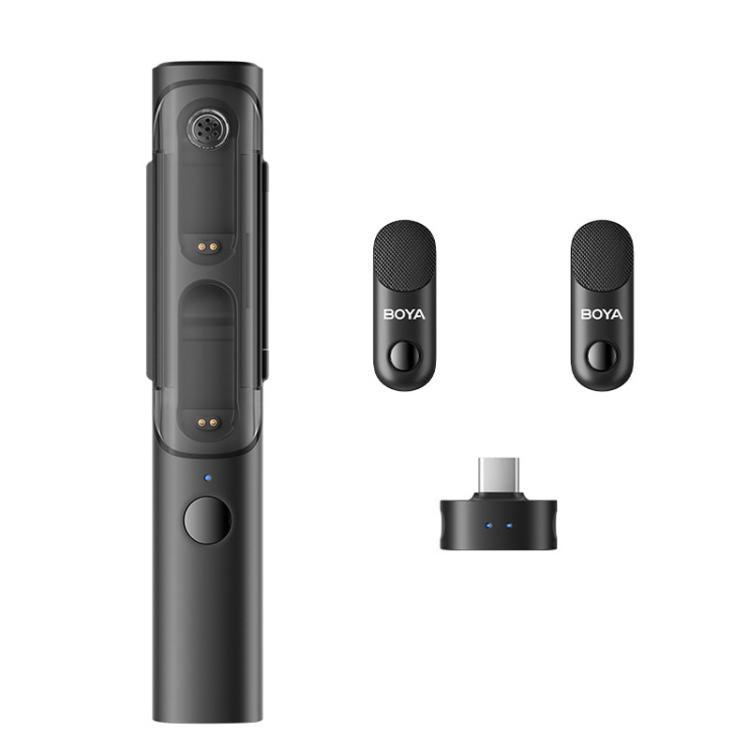 BOYA Magic 4 In 1 Flexible Wireless Lapel Microphone Live Streaming With Noise Reduction Interviews Desktop Mic, 07 Type-C 1 To 1 With Charging Case, 05 Type-C 1 To 2 With Charging Case, 02 3 Receivers+2 Transmitters+Charging Case