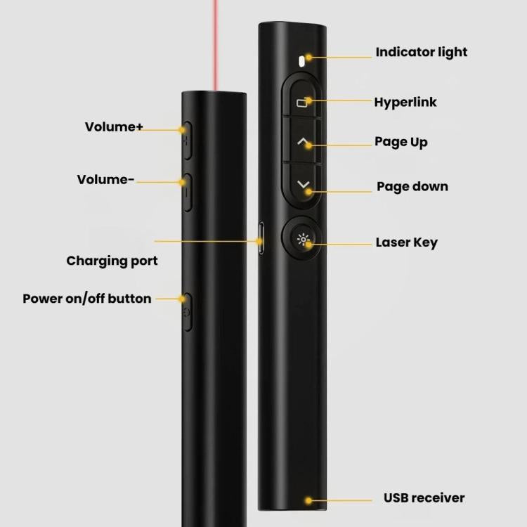 Rechargeable Red Laser Pointer Presentation Remote 100m Wireless Range With Magnetic USB Receiver