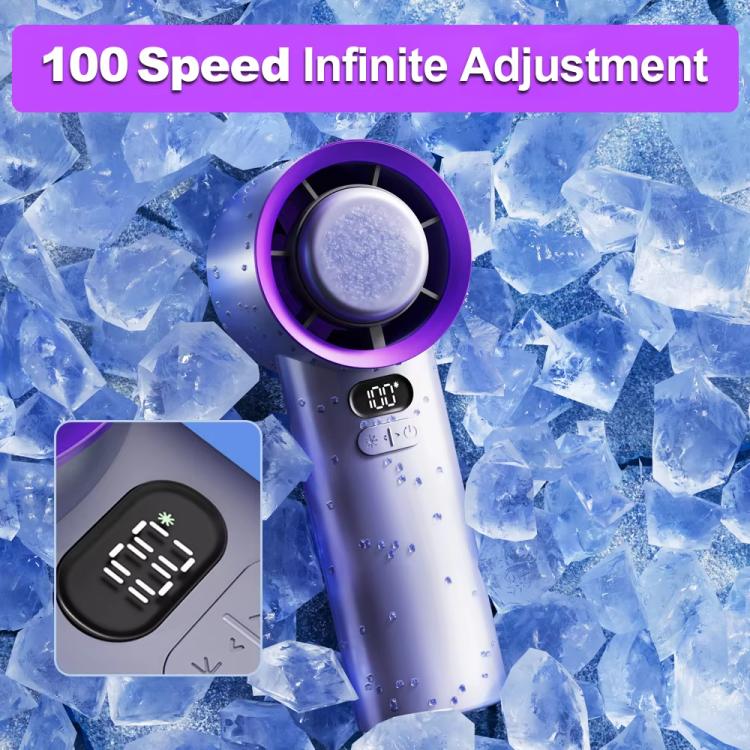 Rechargeable Handheld & Desktop Fan with Cooling Ice Mode, 100 Speed Turbo Fan, Smart Display, Portable Personal Fan for Outdoor & Office